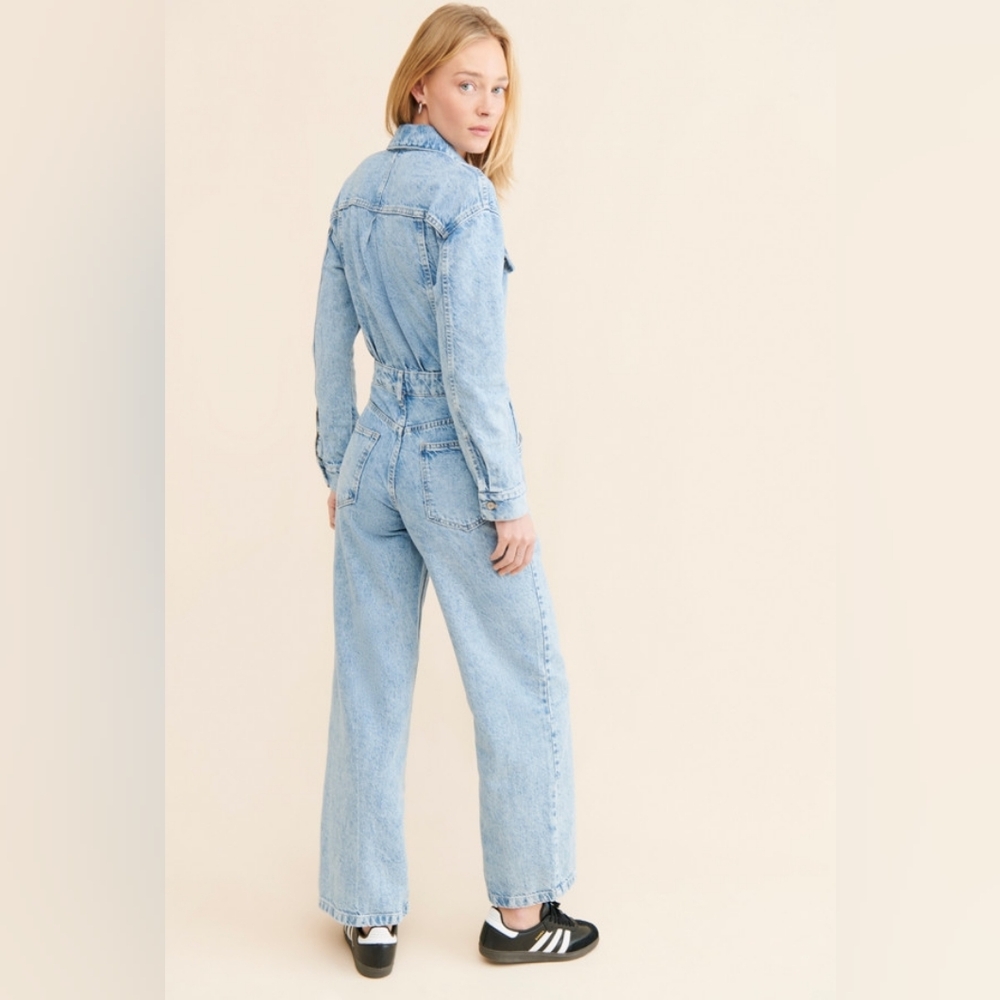 Free People Touch the Sky Denim Jumpsuit - Picture 3 of 15